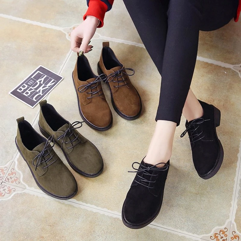 EAGSITY/Женская замшевая обувь Повседневные винтажные Туфли оксфорды Удобная на