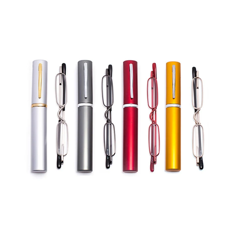 

Mini Fashion Reading Glasses Portable Pen Holder Presbyopia Glasses Women Men With Diopter +1.0 1.5 2.0 2.5 3.0 3.5 4.0
