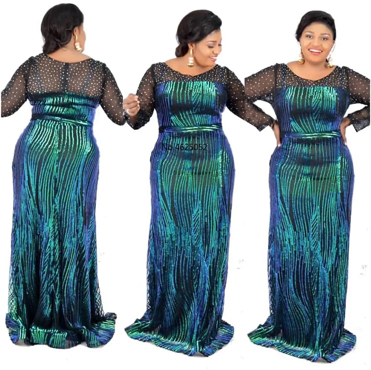 Африканские платья для женщин Сетчатое лоскутное облегающее платье с блестками