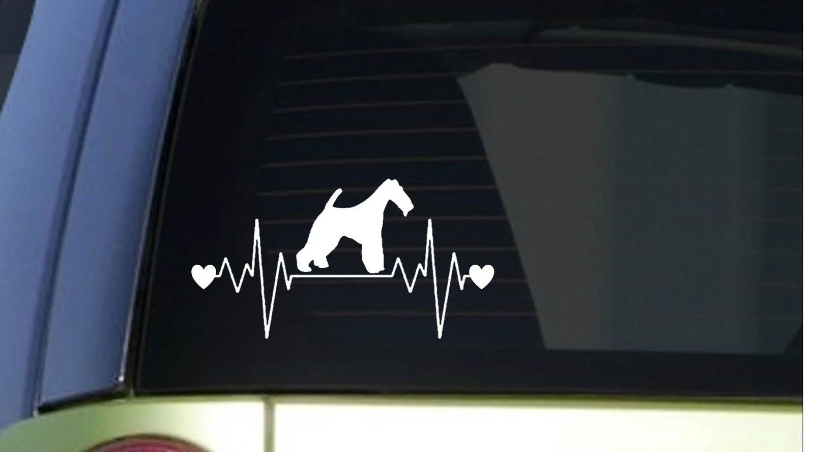 

Fox Terrier Наклейка на окно с рисунком сердцебиения и спасения, 8 дюймов