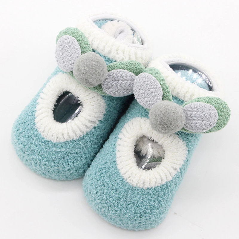 

2-4 Y Soft Infant Baby Socks For Girls Coral Fleece Cute Cartoon Baby Socks Children's Anti Slip Warm Indoor Home Floor Socks