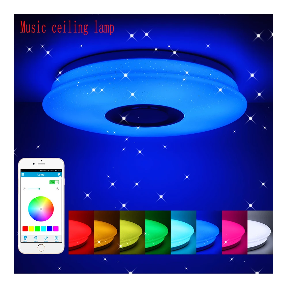 

Bluetooth speaker music ceiling lights Led indoor Home decoration modern Rgb bedroom livingroom Modern Smart lamp fixtures Round