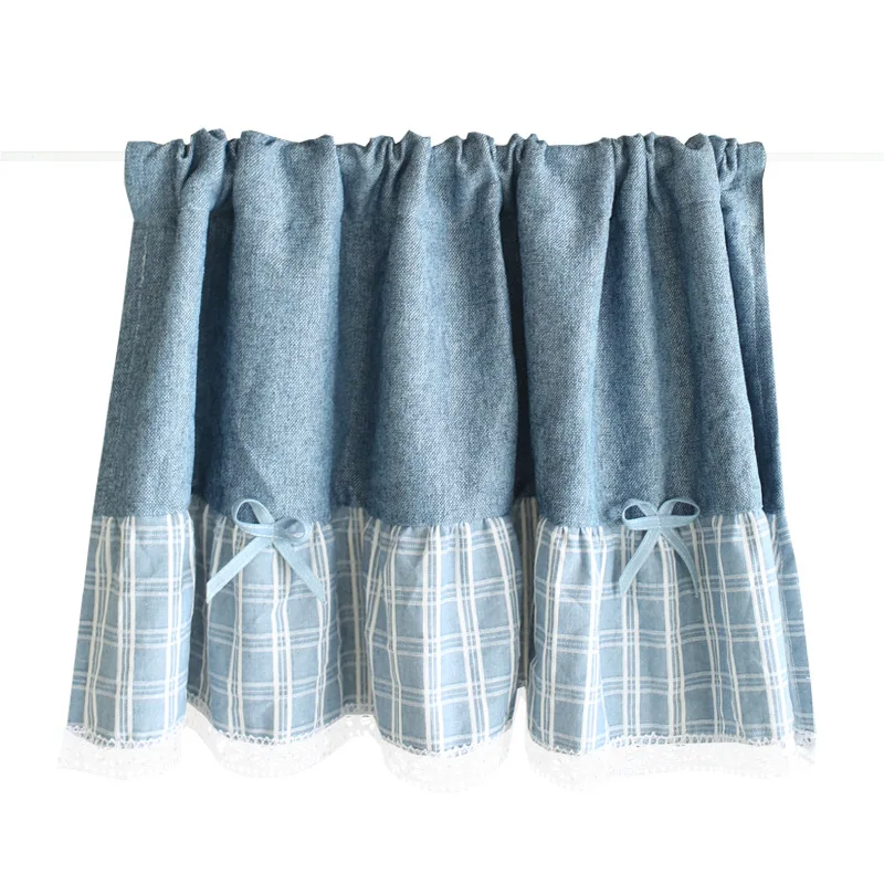 Light Luxury Chenille Pure Stitching Lattice American for Living Room Bedroom Balcony Short Curtain Half Head | Дом и сад