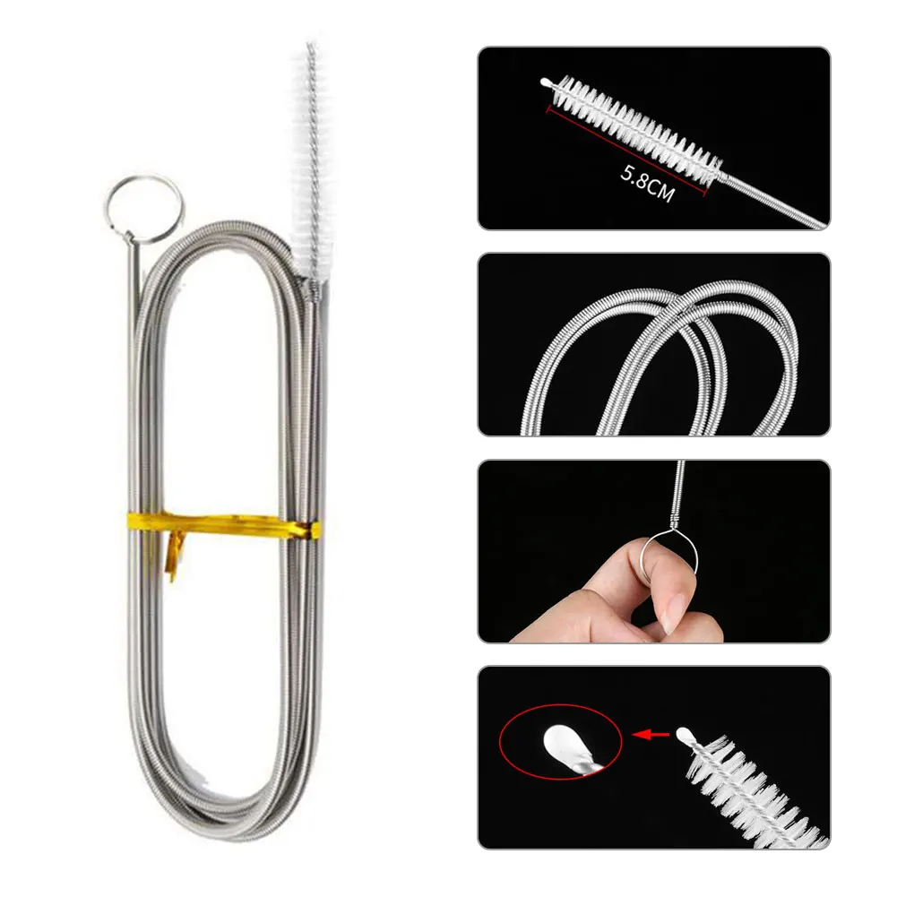 

Refrigerator Dredge Artifact Long Handle Stainless Steel Refrigerator Dredge Brush Drain Hole Hose Refrigerator Cleaning Brush