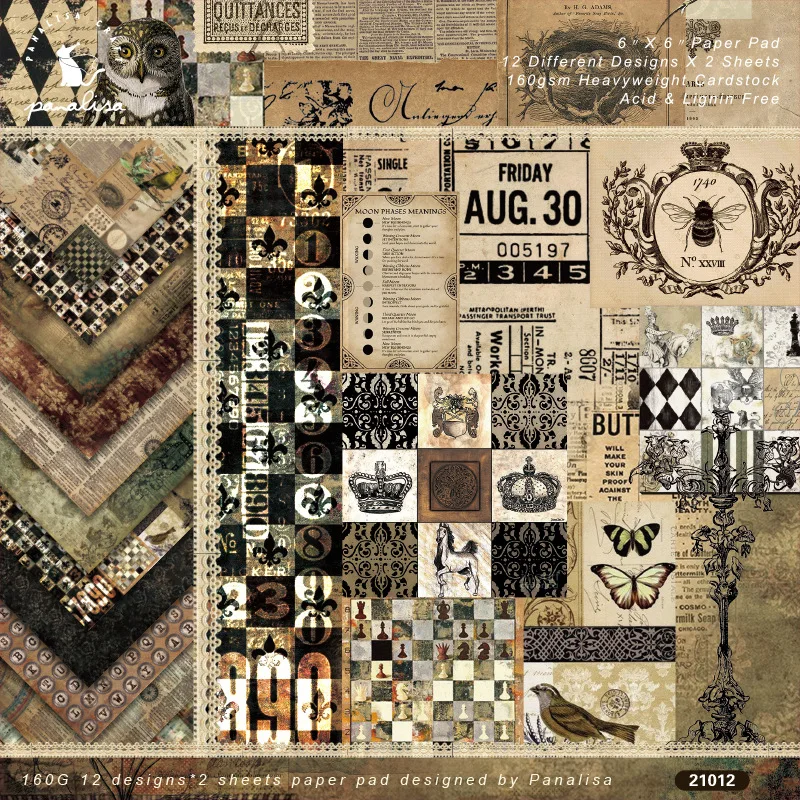 

New Arrival Vintage patterned Paper Pad for DIY Scrapbooking Paper pack Handmade Paper Craft 6"X6" Background Pad Card Photo
