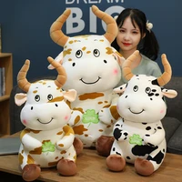 new year of the bull 2021 symbol gift ox year doll rattle decor kawaii lucky cute milk cow plush soft toy plushies pilllow