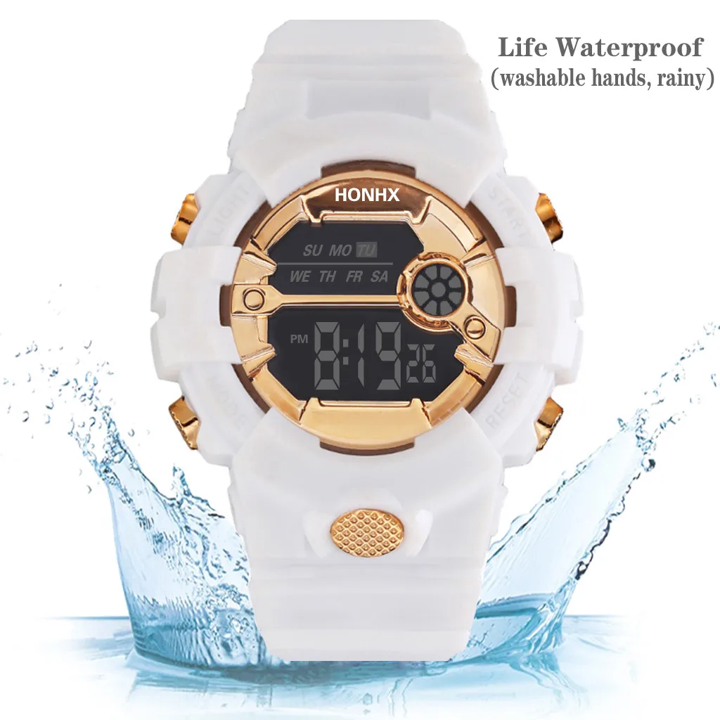 Модные электронные часы ЖК дисплей цифровой секундомер дата резина для