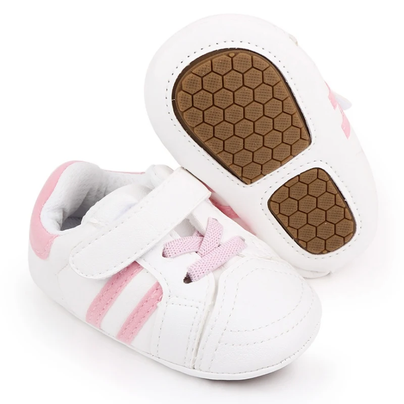 

2021 Newborn Infant Baby Girls Solid Shoes Soft Soled Rubber Anti-Slip Sport Shoes Toddler Kid Children First Walker Size 0-18M