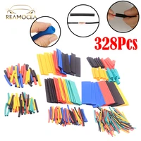 reamocea 328pcs mixed color heat shrinkable insulation car electrical cable tube kits wrap heat shrink tube tubing wrap sleeve
