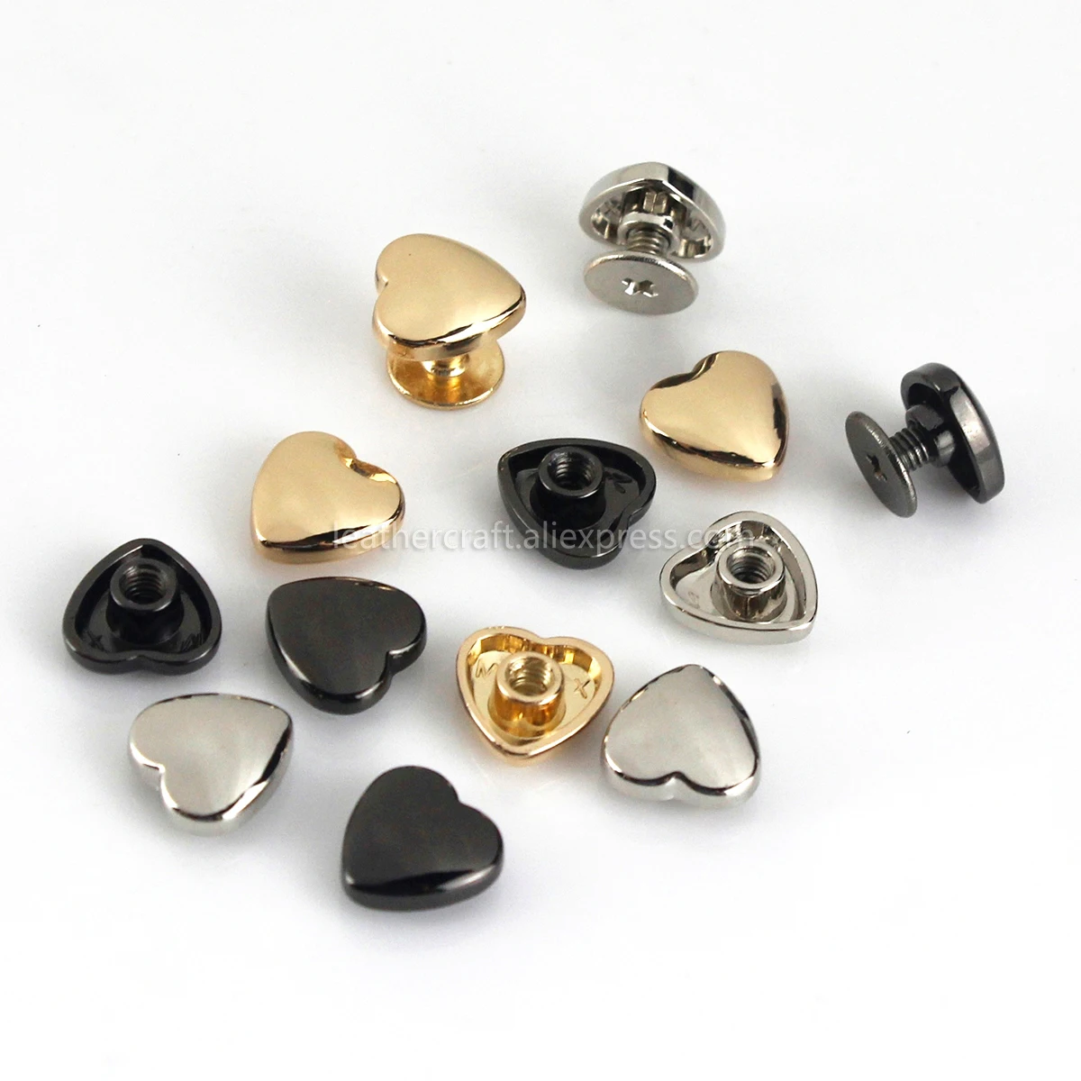 10 шт. металлические заклепки в форме сердца для кожаных ногтей одежды