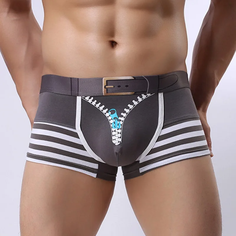 

Боксеры мужские с принтом, хлопковое нижнее белье, дышащие прозрачные, на молнии, с карманом, нижнее белье
