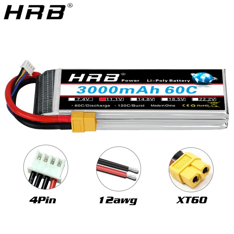 батарея hrb 2s 74 v lipo 3000mah 60c xt60 111 v 3s t deans 148 v 185 v 222 v беспи