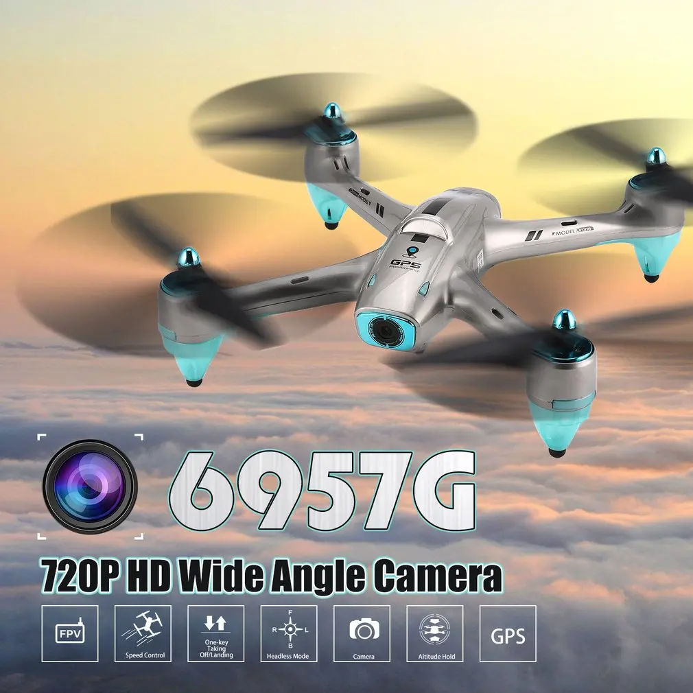6957G 2.4G GPS Positioning 720P HD Wide Angle Camera FPV RC Drone Quadcopter Real-Time Follow Me One Key Return 360ɿlips fz |