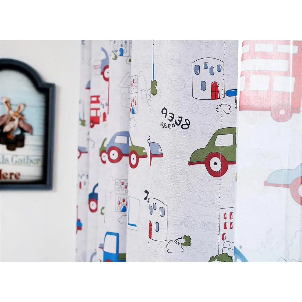 Дети мультфильм белые облака автомобили Милый Печать Затенение окна занавес для