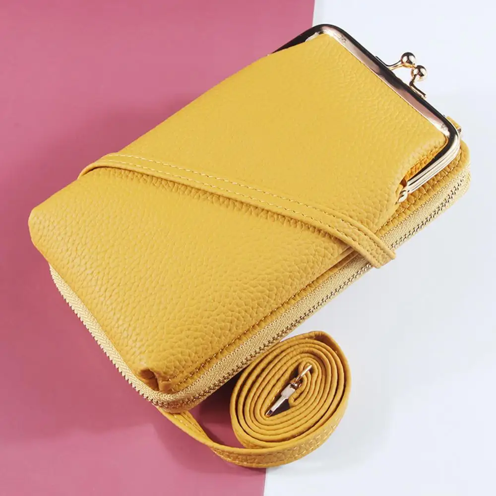 

Women Fashion Faux Leather Long Wallet Diagonal Shoulder Bag Phone Zipper Clutch
