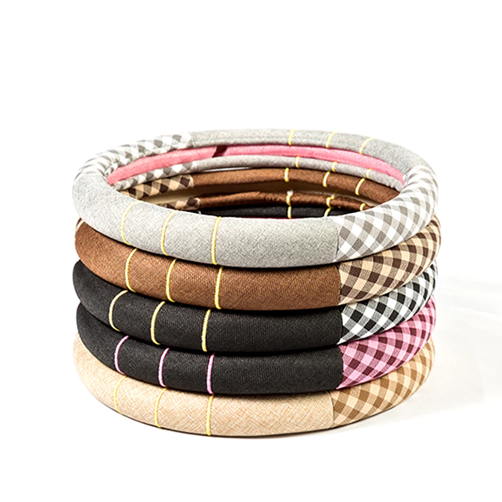 Автомобильный льняной чехол на руль четыре сезона универсальная ткань для