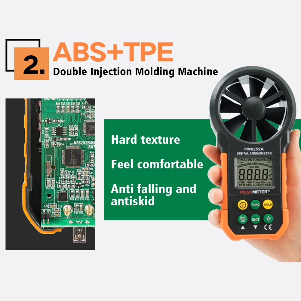 

Tester Portable Handheld Battery Operated Digital Anemometer Windsurfing Air Volume Measuring LCD Display Easy Read Humidity