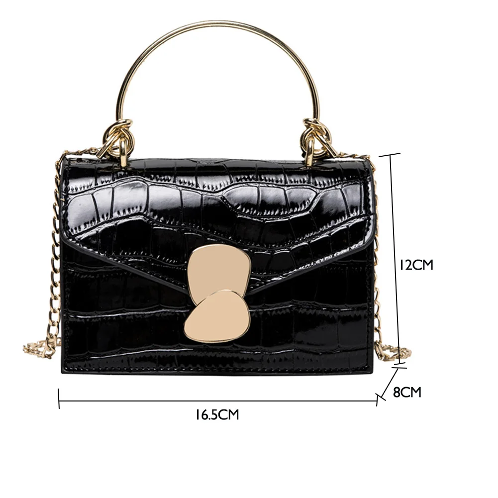 

2021 Stone Pattern Chain PU Leather Crossbody Bags For Women Mini Shoulder Bag With Metal Handle Lady Travel Handbags Totes