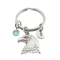 bald eagle animal initial letter monogram birthstone keychains keyring creative fashion jewelry women gifts accessories pendant