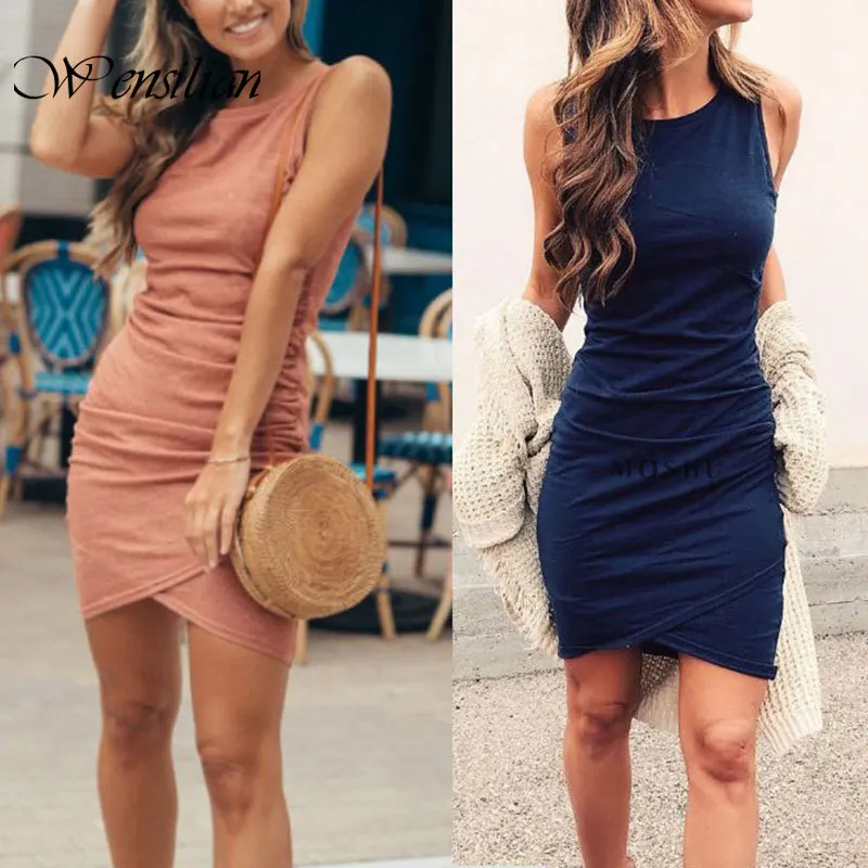 Сарафан женский с асимметричным подолом пикантный Повседневный облегающий