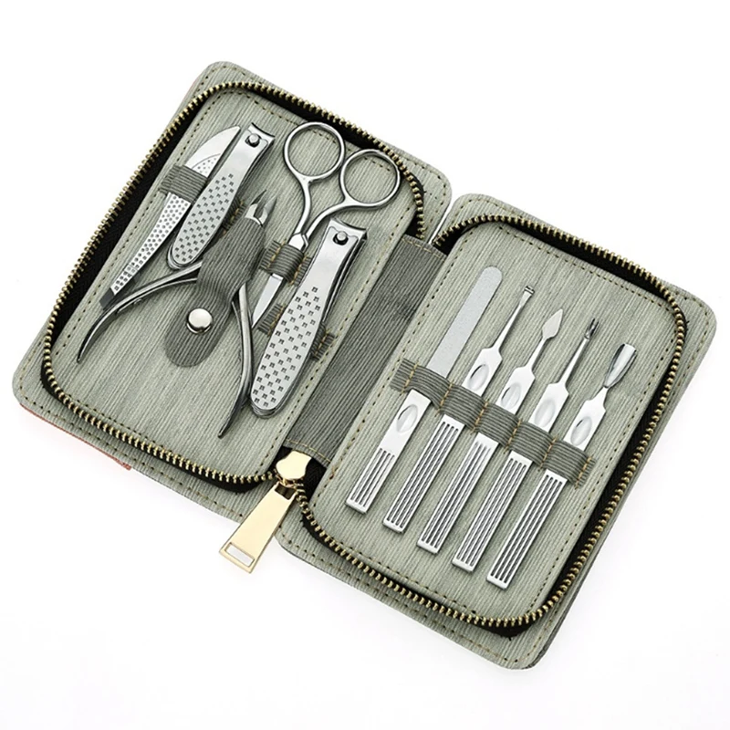 

10 Pcs Stainless Steel Nail Care Kit Professional Manicure Pedicure Set Grooming Kit with Travel Case Perfect Gift