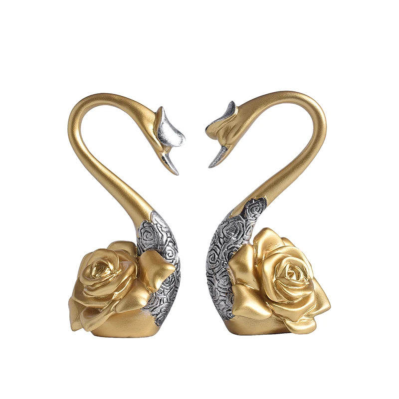 Европейский цвета розового золота Лебедь смолы украшения искусства дома