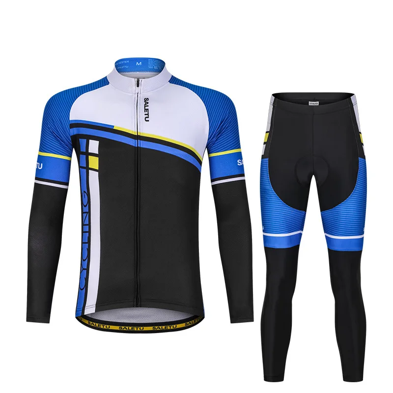 

Men Cycling Jersey Set Bib Pants Mens Breathable Long Sleeve Bicycle Clothing Summer Cycling Suits Set