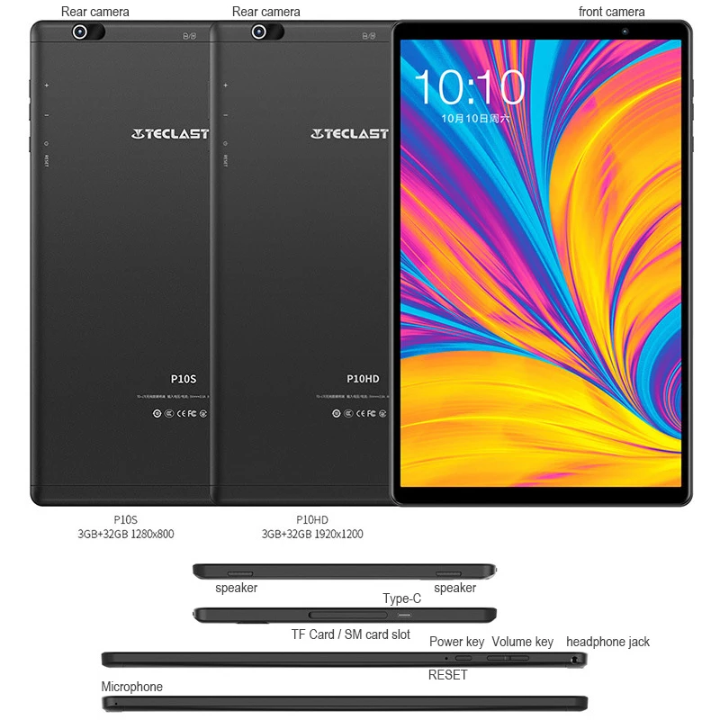 

US Captain Teclast P20HD Android Tablet 4GB+64GB 10.1 Inch Octa-Core Processor, 1920x1200 FHD Touch Screen