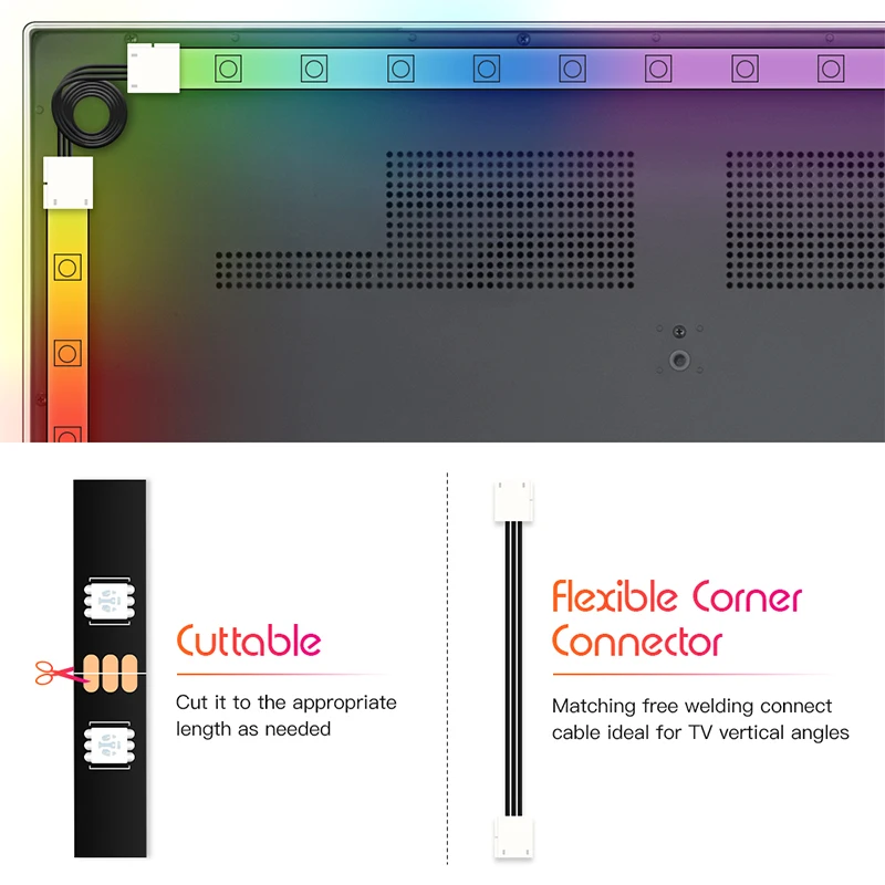 USB Светодиодная лента 1 м 2 м 3 м 4 м 5 м Ambilight динамическая ТВ-подсветка ПК с гибким угловым разъемом для декорации экрана ТВ фона