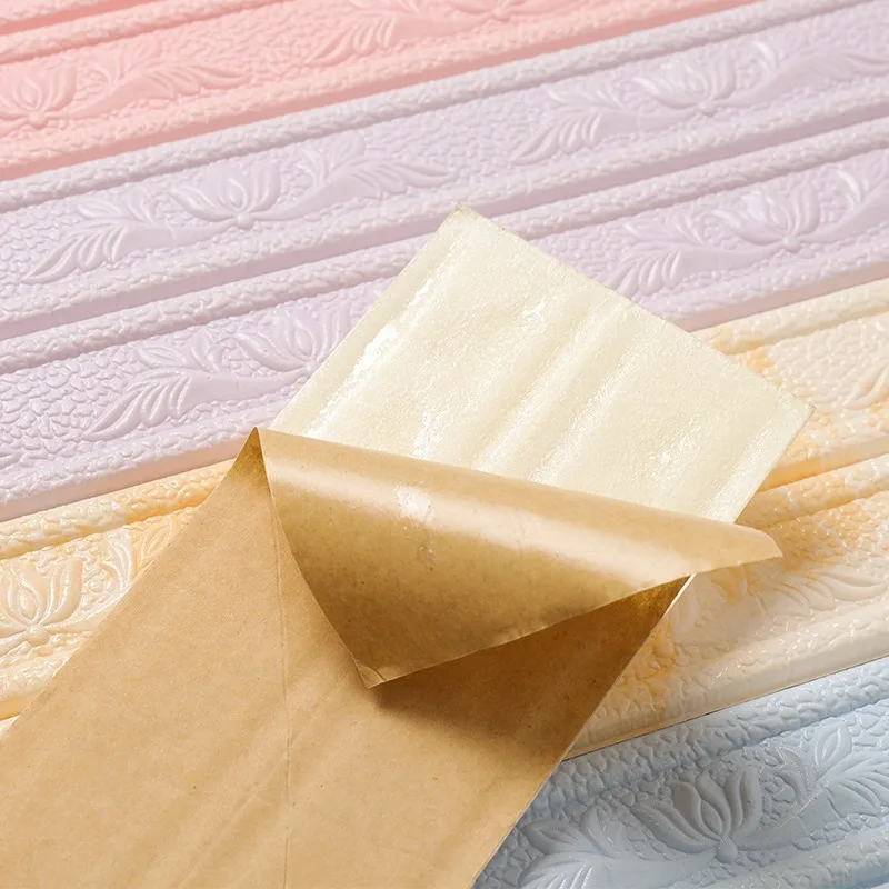 3D Foam Wall Edge Strip Stickers Self-Adhesive Waterproof Baseboard Corner Waist Line Sticker Trim Skirting Wallpaper | Дом и сад