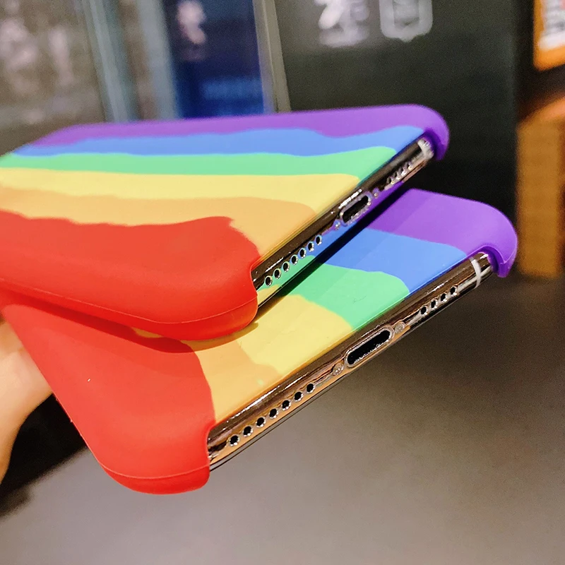 Rainbow Phone Case for Iphone 11 Pro XS Max XR 6 6s 7 8 Plus X Soft Silicone Airpods 1 2 Earphone Headset Cover | Мобильные телефоны