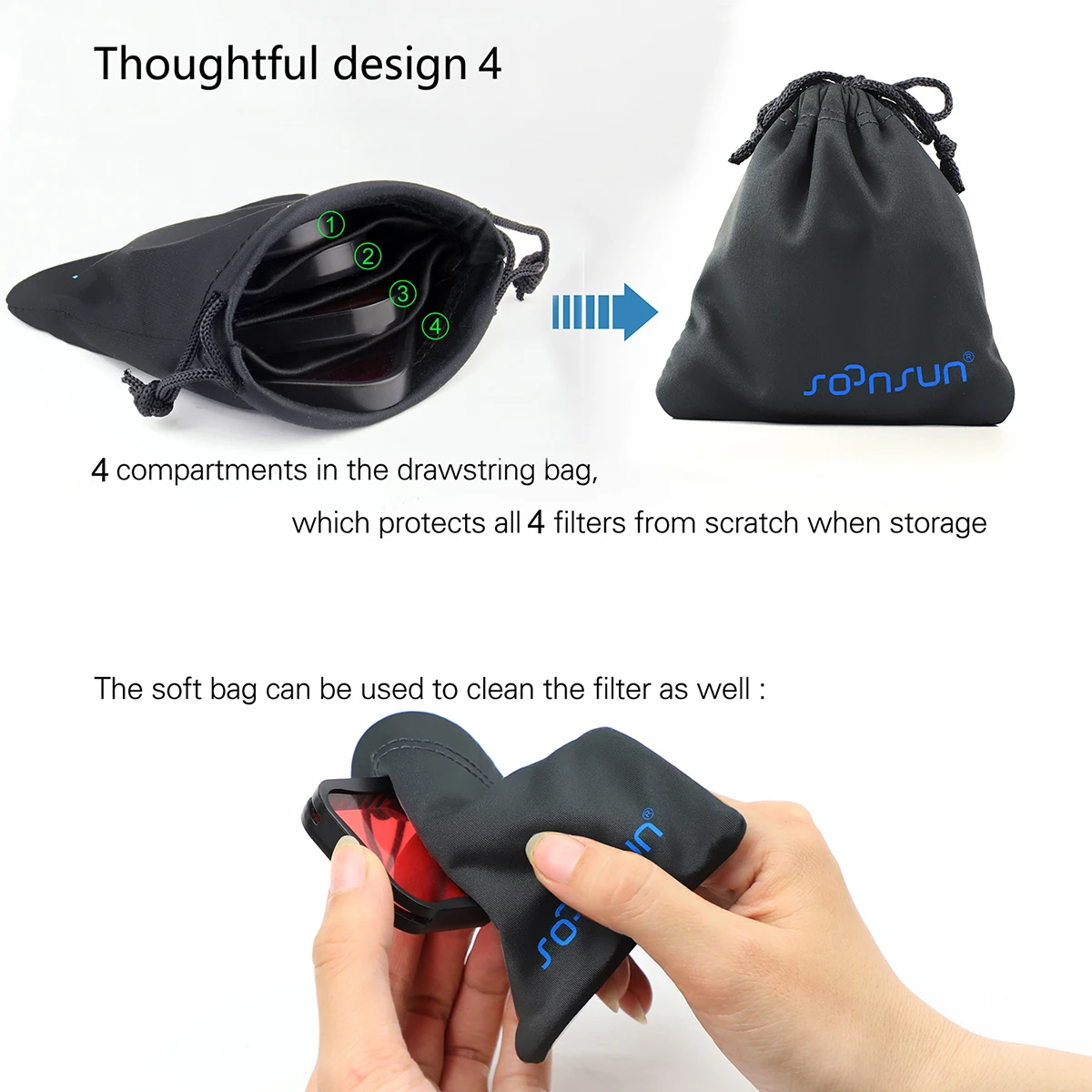 Цветные фильтры SOONSUN для GoPro Hero 7 6 5 черная Лупа Красный Пурпурный Розовый фильтр