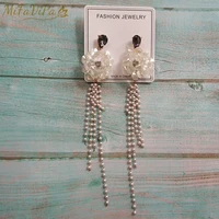 mifavipa fashion trinket earrings for wedding long tassel crystal flower beaded earrings drops long tassel women wedding gifts