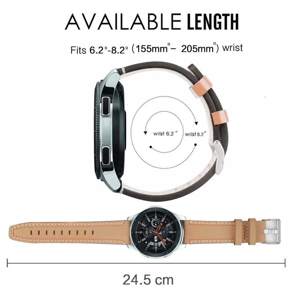 22 мм ремешок из натуральной кожи для samsung Galaxy Watch 46 мм gear S3 huawei GT Amazfit Stratos Pace Line быстросъемный браслет