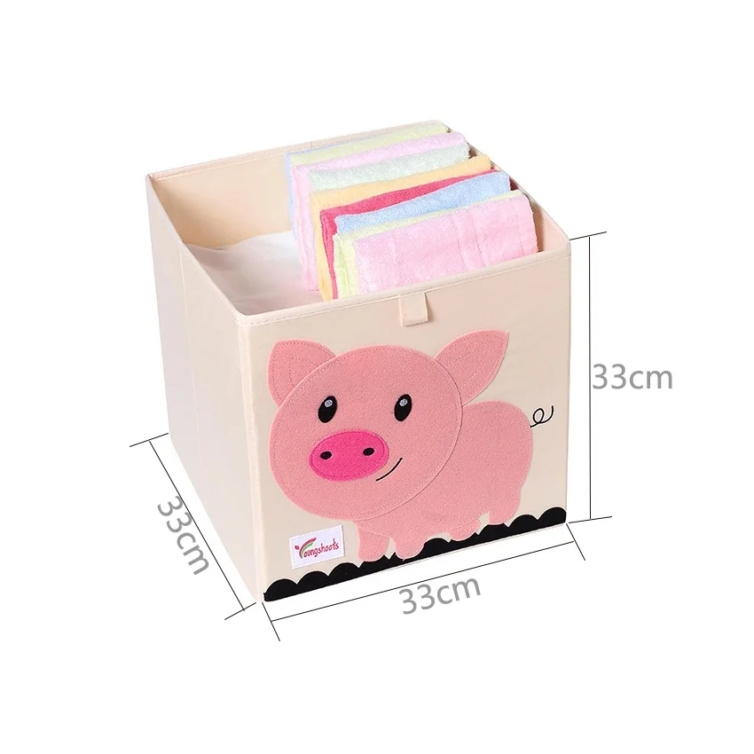 

New 13 Inch Cartoon Animal Cube Storage Box Folding Washed Oxford Cloth Fabric Storage Bins For Toys Organizers Storage Basket