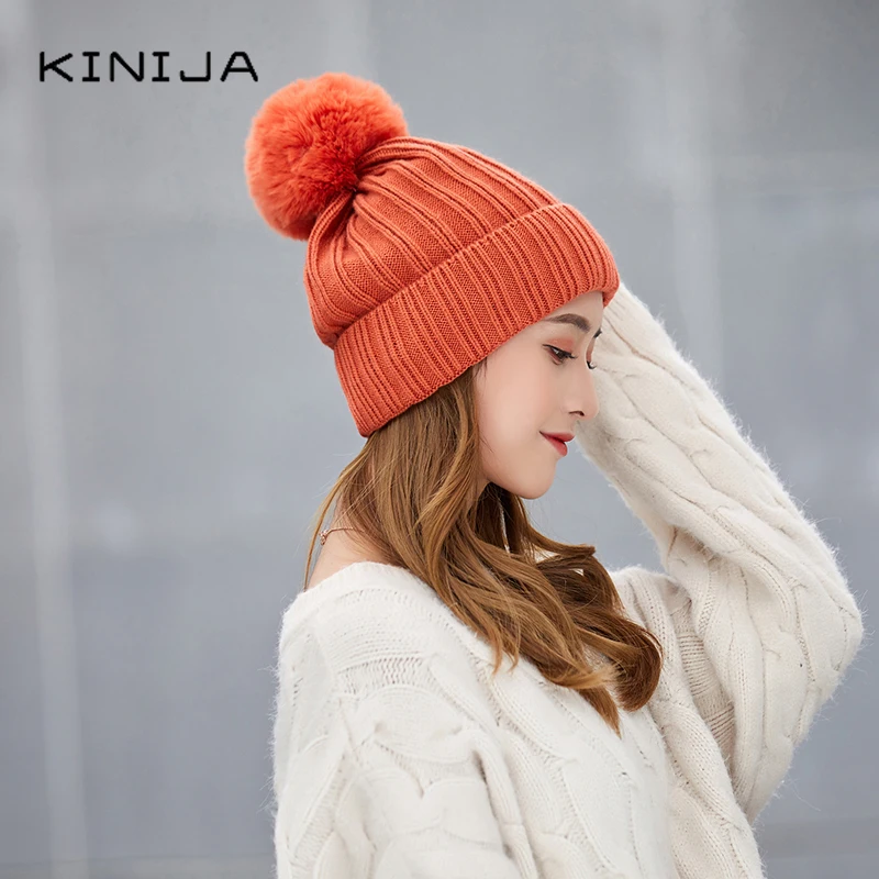 Женский Теплый вязаный пуловер шапка плюшевая и утолщенная вязаная с защитой