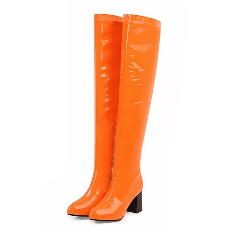 Женские ботфорты выше колена BLXQPYT черные сапоги до бедра большие размеры 34-48 8756