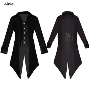 Мужской винтажный костюм, длинная Мужская куртка, костюм в стиле ретро, костюм для мальчиков и взрослых