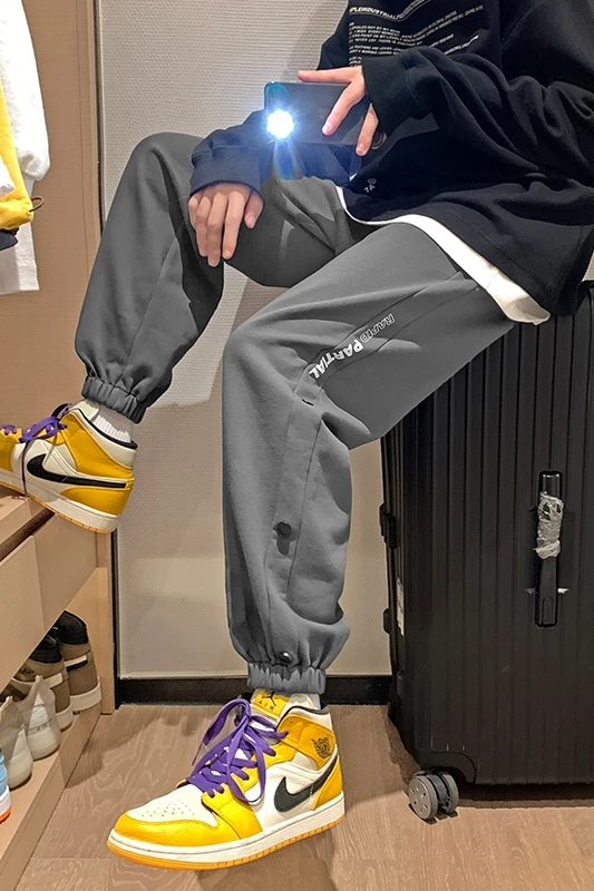 

Casual Pants Boys All-Matching 2021 Spring Fashion Brand Loose Pants Korean Fashion Ins Ankle-Tied Sweatpants