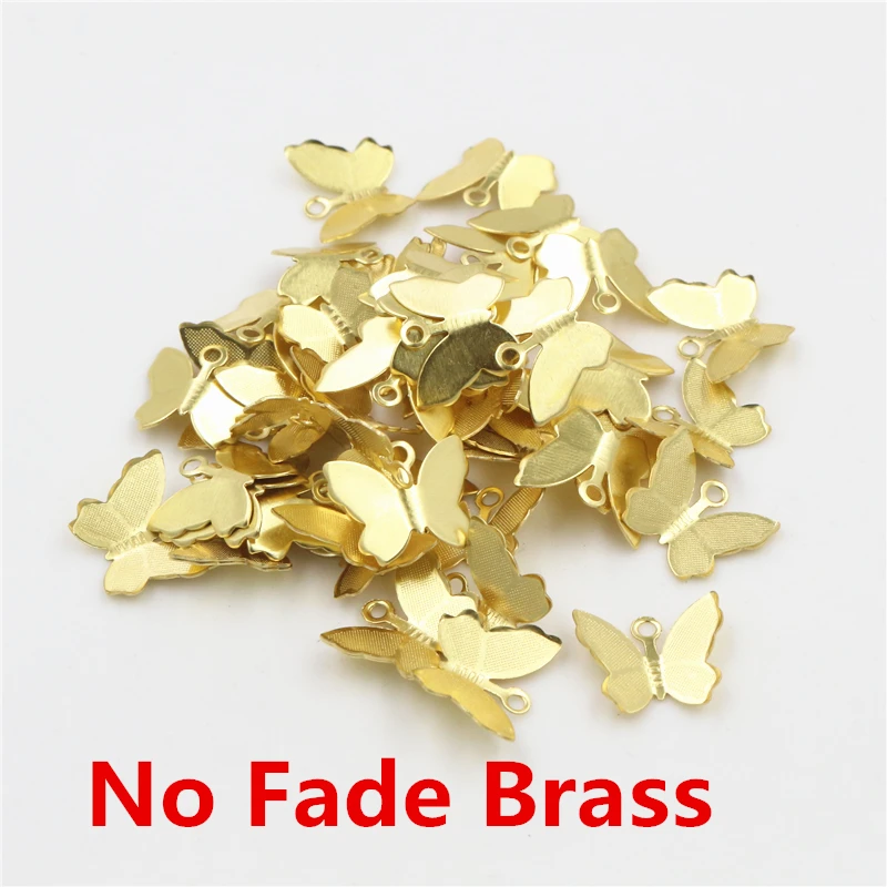 Brass 100 шт 11 мм x 13 мм металлическая медная бабочка филигранные обертывания соединители Шарм DIY ювелирные аксессуары-фурнитура для ювелирных изделий - Цвет: Brass
