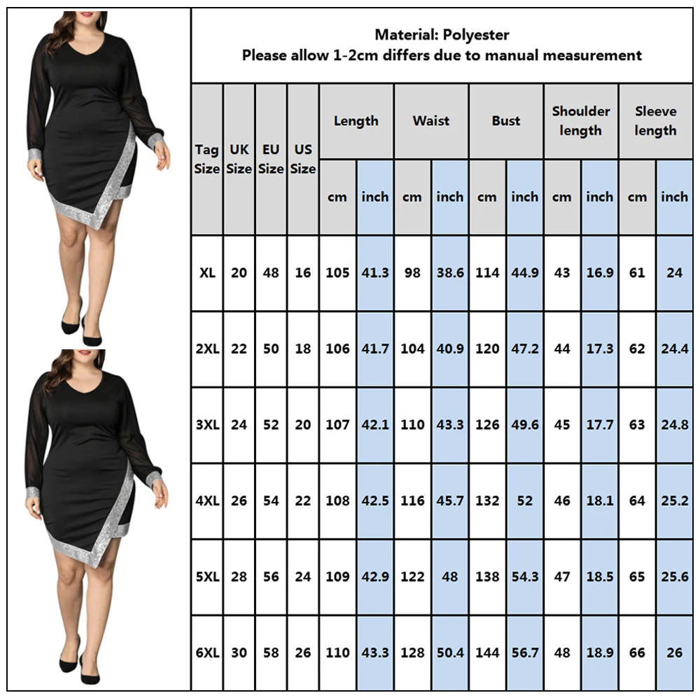Sale Elegant Ladies Evening Party prom Dress XL-6XL Women Summer 2020 Plus Size Dresses Long Sleeve Black vestidos D30 |