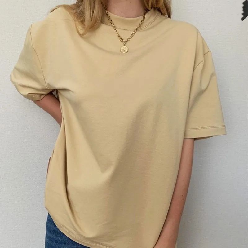 

Yedinas Summer 100% Cotton T Shirt Oversized Korean Short Sleeve T-shirts Basic Couples T-shirt Solid Color Plus Size Tops Tee