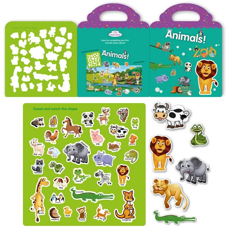 

Children Stickers Books Reusable Scenes Stickers Puzzle Game DIY Cartoon Stickers Learning Education Toys For Children Kids Gift