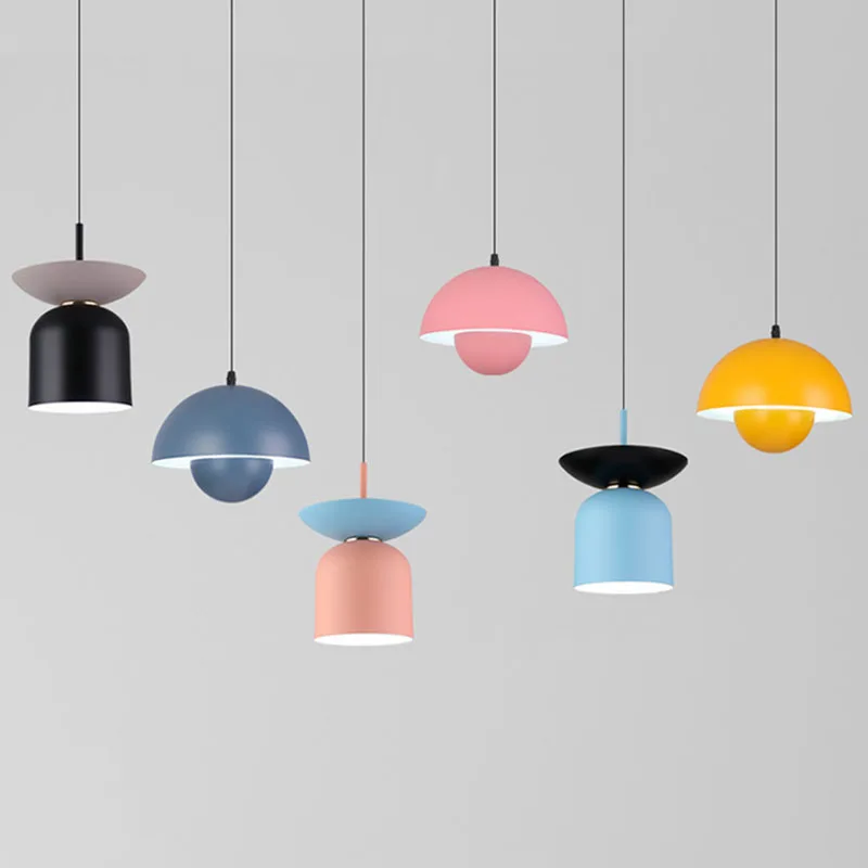 

For Home Dining Living Room Led Chandelier Nordic Modern Bedroom Bedside Study Lighting Macaron Single Head Pendant Lamp Fixture