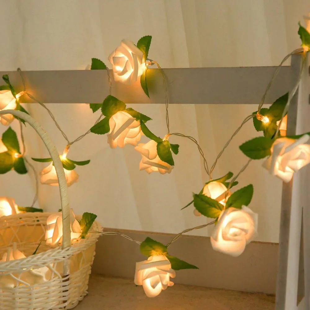20LED на батарейках Роза цепочка цветов сказочные огни для свадьбы дома День рождения День Святого Валентина вечерние гирлянды Декор Luminaria