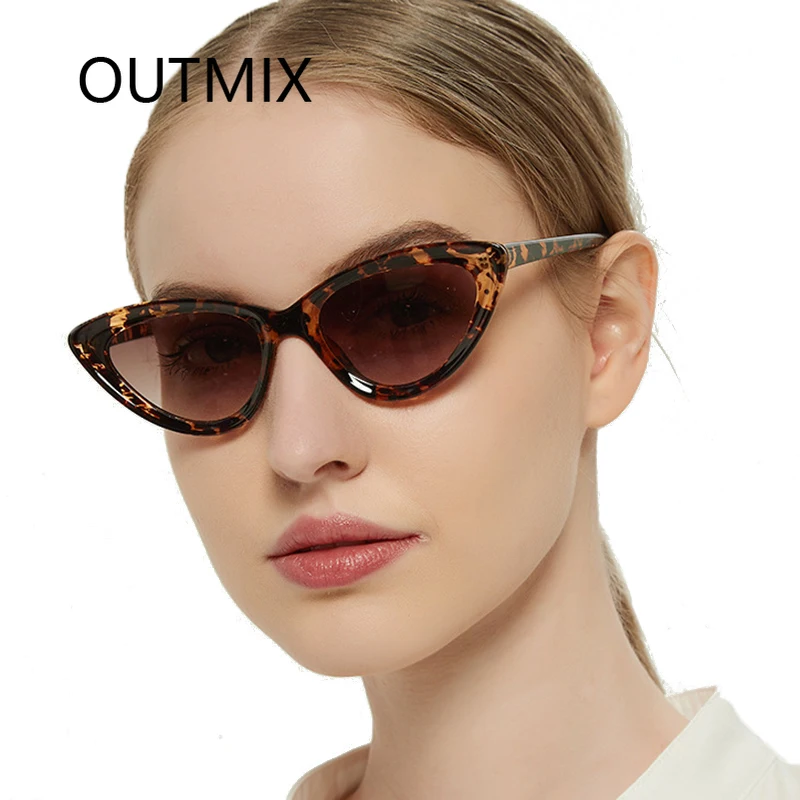 

OUTMIX Fashion Small Cat Eye Sunglasses Women Cateye Design Ladies Sun Glasses Cute Sexy Triangular Sunglass Oculos De Sol