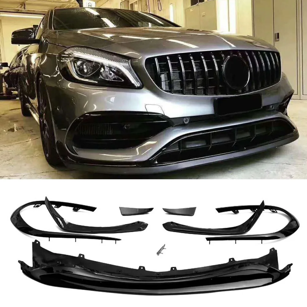 Передний бампер Canards фартук W117 передний губа плавник для Mercedes CLA класс CLA45 W117- подтяжку лица спортивная версия