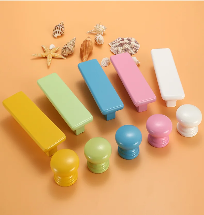 

Colorful Children's Wooden Cabinet Knobs and Handles Kitchen Door Handle Closet Handle Desk Drawer Knob Furniture Pull