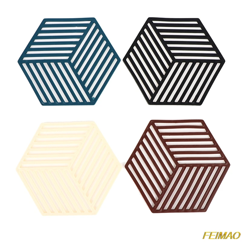 

1Pcs Silicone Tableware Insulation Mat Coaster Cup Hexagon Mats Pad Heat-insulated