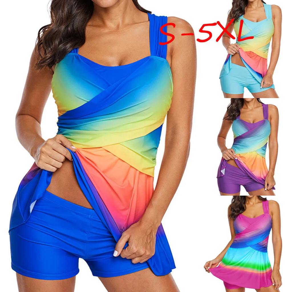 Купальный костюм Дамский танкини размера плюс с радужной подкладкой |